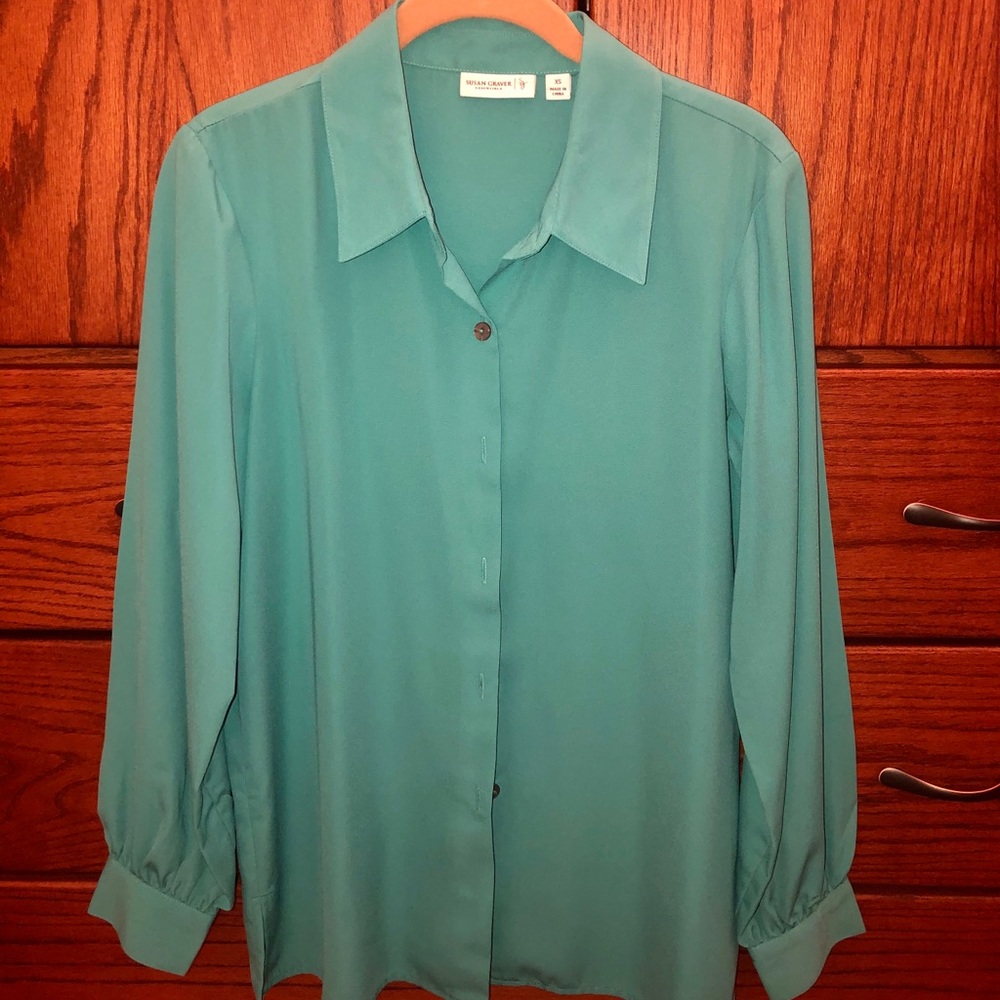 Jade Button Down Blouse By Susan Graver